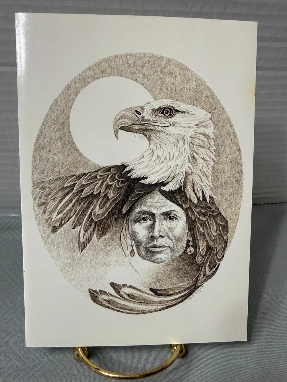 Alaskan Artist Joann George “Eagle Woman” Native American Wall Art Card Framed